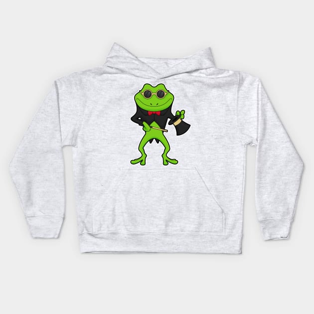 Frog as Magician with Magic wand & Hat Kids Hoodie by Markus Schnabel